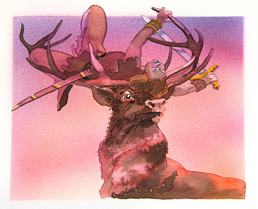 The Stag Scoffed, Threw a Mound of Earth In the Air In Disdain, then Lifted Amada Up On His Horns