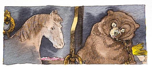 He Saw the Mare and the Bear as Before, Standing by the Manger In a Sullen and Morose State