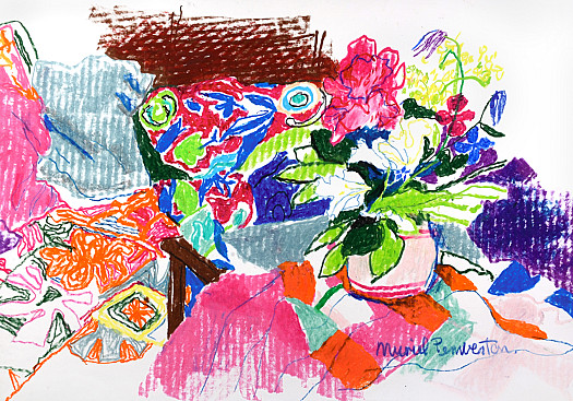 Vase of Flowers with Cushions