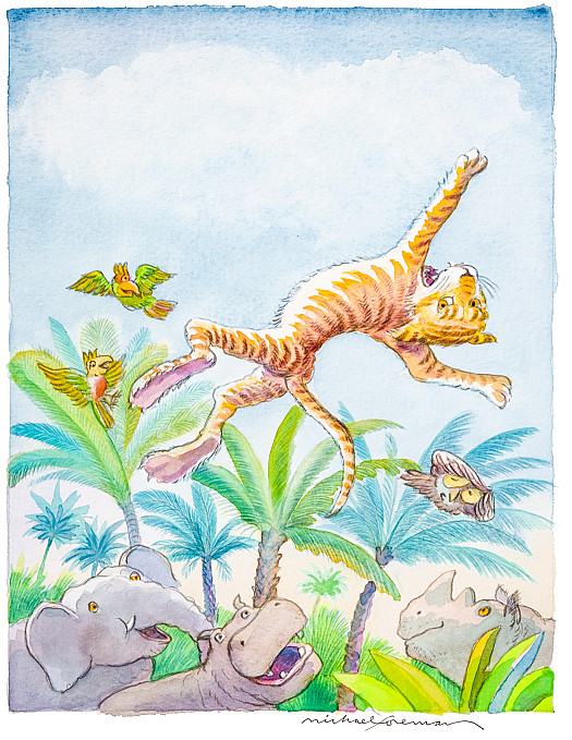 He spread out his legs and soared up high above the trees and across the top of the jungle