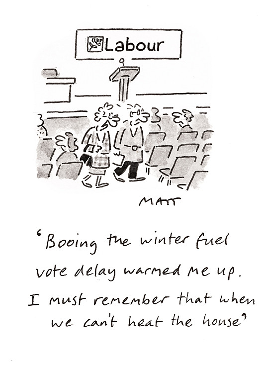 Booing the winter fuel vote delay really warmed me up. I must remember that when we can't heat the house