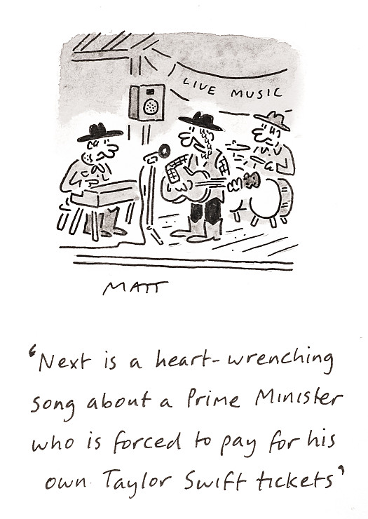 Next is a heart-wrenching song about a Prime Minister who is forced to pay for his own Taylor Swift tickets