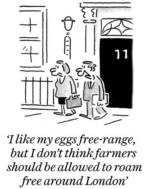 I like my eggs free-range, but I don't think farmers should be allowed to roam free around London