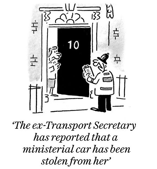 The ex-Transport Secretary has reported that a ministerial car has been stolen from her