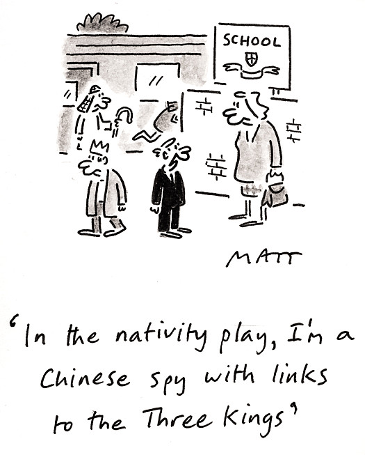 In the nativity play, I'm a Chinese spy with links to the Three Kings