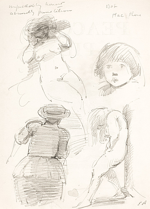 Sketches of women and a young girl