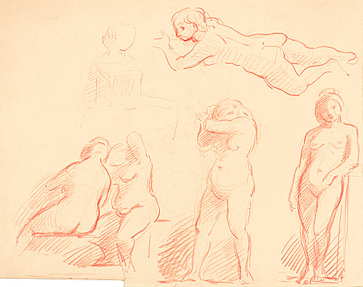 A series of nude figures