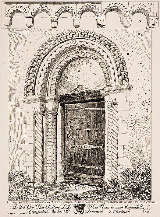 The South Door-Way and the Corbel Table round the Chancel of Wimbotsham Church