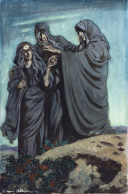 &quot;Sister, sister Scarecrow,,&quot; cried she &quot;you have had the eye long enough&quot;  The Gorgon's Head. from A Wonder Book