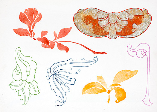 Leaf and Rose Art Nouveau Designs