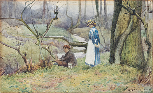 Couple Fishing on a Riverbank