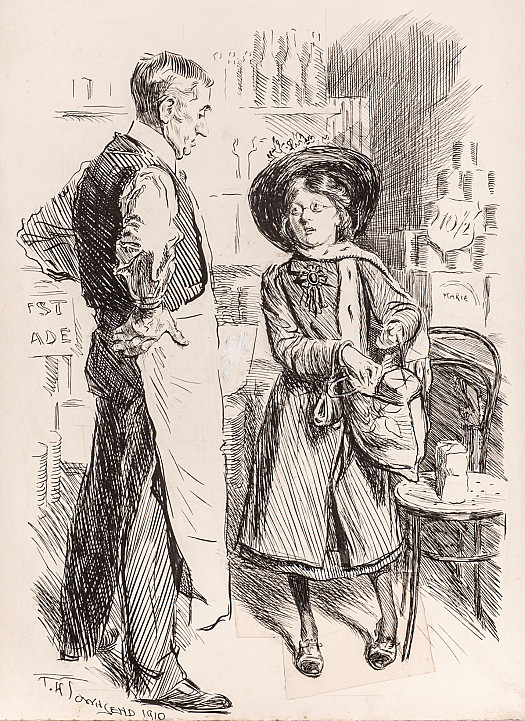 Filial Piety
Shopman: 'Whose badge is that you're wearing Missy?'
Missy: 'Oh Mr Hoskins - he's up for the election for the District Council'
Shopman: 'But it's the wrong man'
Missy: 'Yes I know, but it's father'