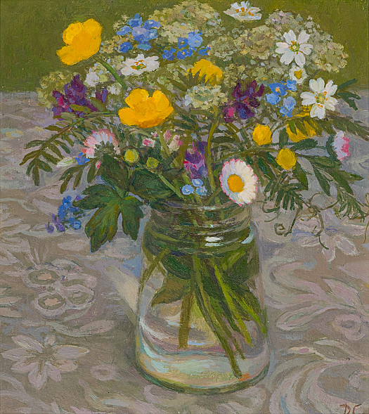 Spring Flowers in Glass Jar