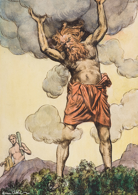 And, Most Wonderful of All, the Giant Held Up His Great Hands and Appeared to Support the Sky, Which as Far as Hercules Could Discern Through the Clouds, Was Resting Upon His Head!