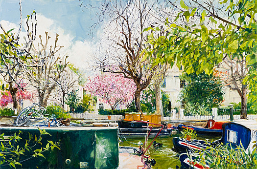 The Regent's Canal with Blossom Trees