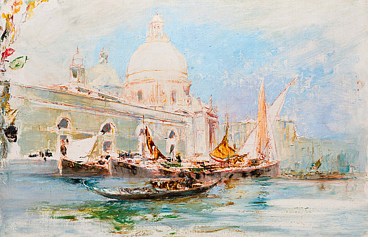 Gondola and Boats; Santa Maria Della Salute, Venice