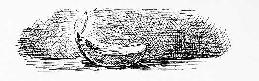 He makes a lamp from goat's tallow