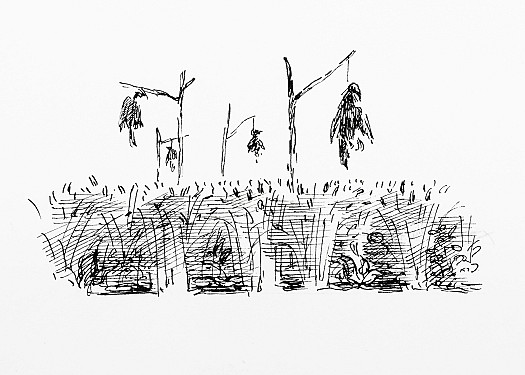 Hanged them in chains to the terror or others