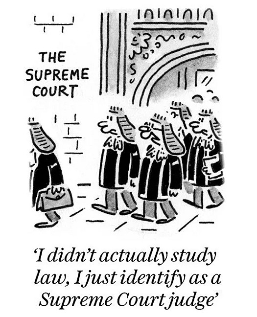 I didn't actually study law, I just identify as a Supreme Court judge