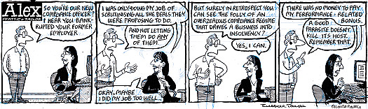So you're our new compliance officer? I hear you bankrupted your former employer
