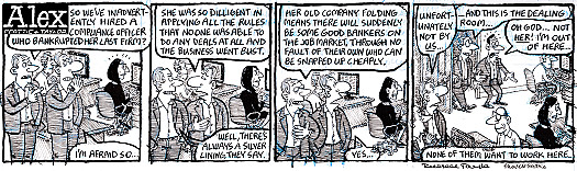 So we've inadvertently hired a compliance officer who bankrupted her last firm?