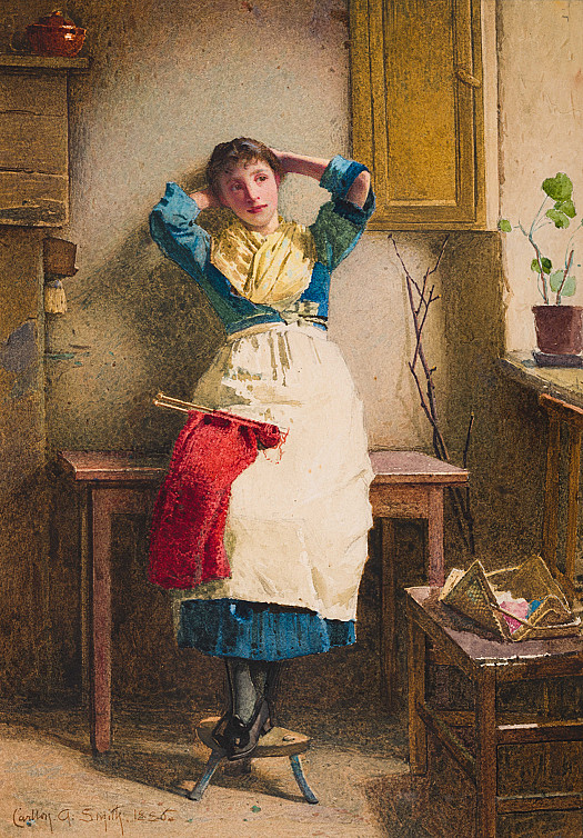 Girl with her Knitting