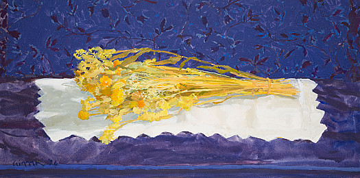 Dried Flowers on a Blue Cloth