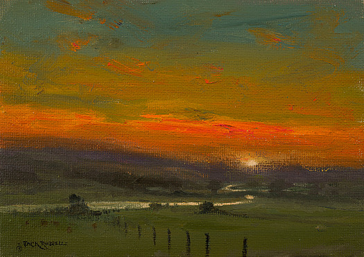 River, Bridge, The Setting Sun