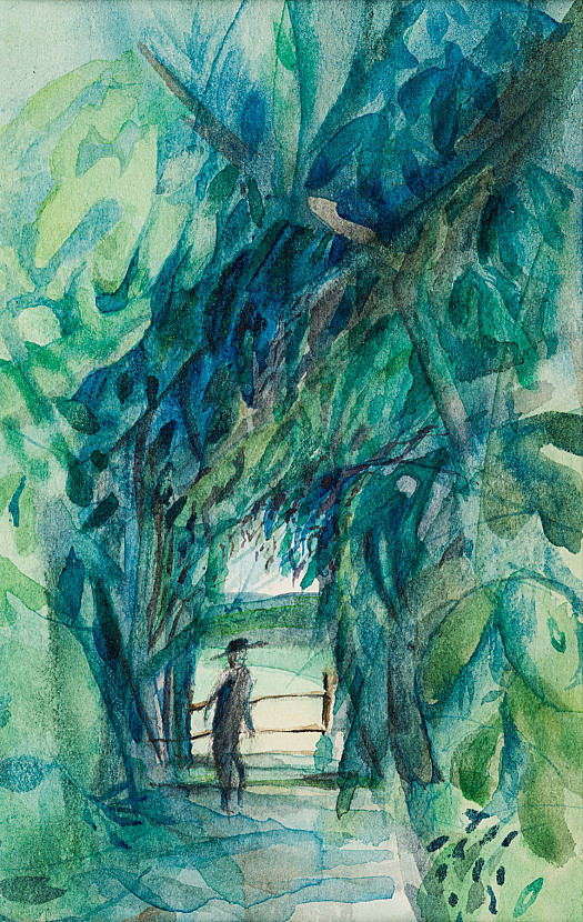 By the fence in the woods