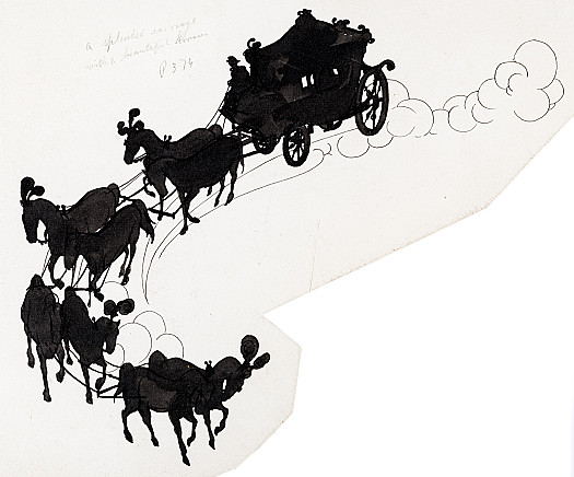 A splendid carriage drove up with eight beautiful horses