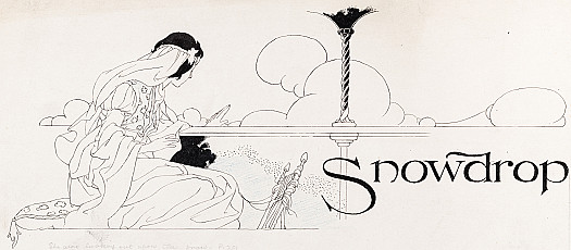 As she was looking out upon the snow, she pricked her finger, and three drops of blood fell upon it