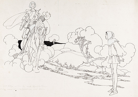 He met King Arthur's only son, who was travelling into Wales