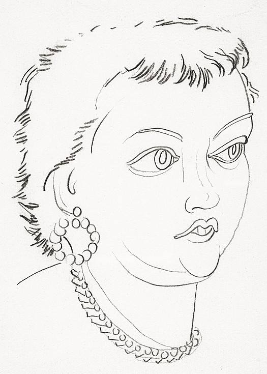 Head of a Woman with Bead Earrings