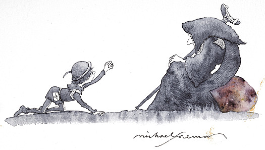 Well, he hunted for a long time, until at last he found the ring under a leaf