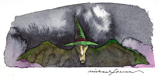 Then the witch went out to the forest to catch some bats