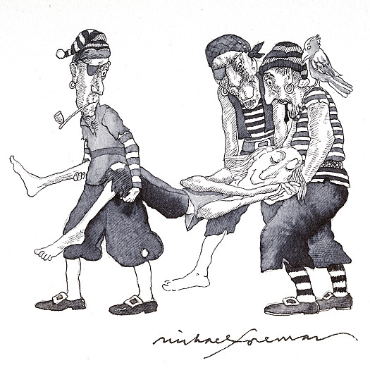 They could not wake him, however hard they tried, so they picked him up and carried him down to the ship