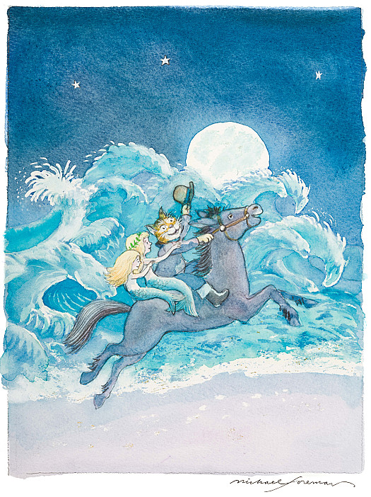 Under a sky of stars and rising moon old Dobbin' and me have fun