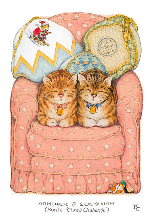 Armchair &amp; 2 Cat-Slalom
(Santa-'Claws Challenge')