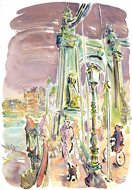 View North over Hammersmith Bridge, London