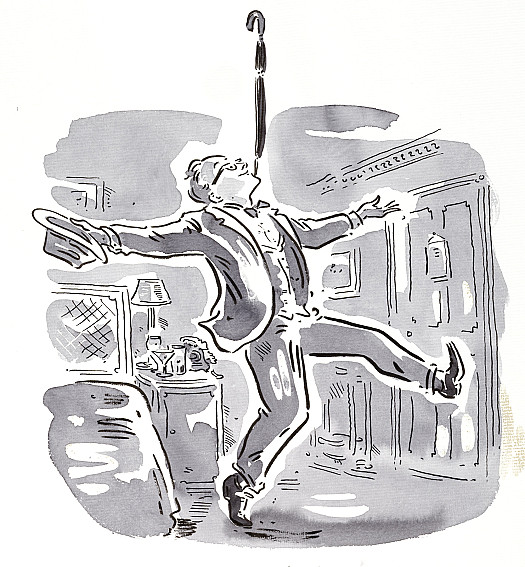 Balanced the latter buoyantly on his chin