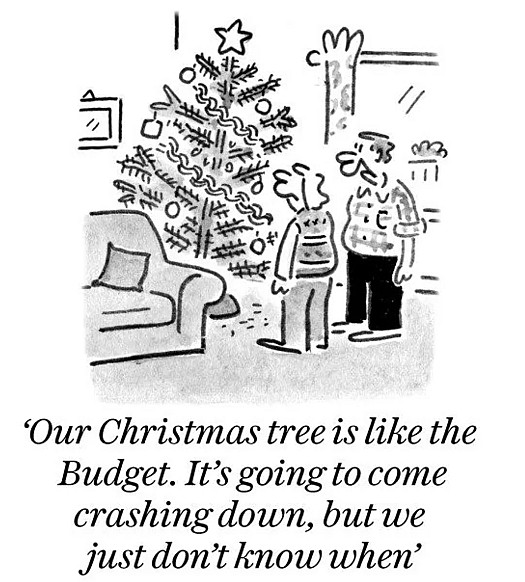 Our Christmas tree is like the Budget. It's going to come crashing down, but we just don't know when