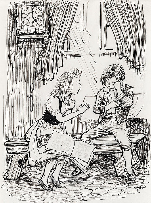 Kay and Gerda Sat Looking At the Picture-Book with the Animals and Birds In It, and It Was just At That Moment - the Clock Was Striking Five In the Great Church Tower - That Kay Said, 'Oh! There's a Pricking In My Heart! and Now I've Got Something In My Eye!'