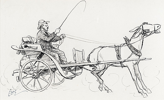 Hippolyte P&egrave;re In a Rickety Cart Drawn by a Vicious Mule