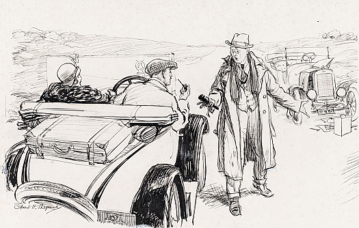 Stranded Traveller (miles from anywhere): 'Excuse me, but my car has broken down. Do you know anything about Fords?'
Passing Motorist:  'Awfully sorry. I'm afraid I know nothing about Ford; except, of course, two frightfully funny stories.'