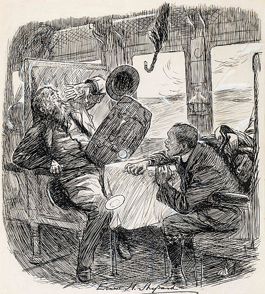 Sandy: Hoot, Mon, the Train's Going Off the Line, We'll Be Doon the Embankment.
Donald: Dinna Fash Yersel, Mon, We Shall No Hae to Pay For the Dinner.