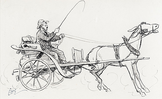 Hippolyte P&egrave;re In a Rickety Cart Drawn by a Vicious Mule