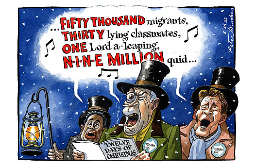 ...FIFTY THOUSAND migrants, 
THIRTY lying classmates,
ONE Lord a-leaping, 
N-I-N-E MILLION quid...