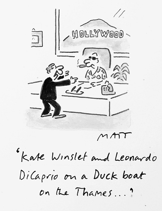 Kate Winslet and Leonardo Dicaprio on a Duck Boat on the Thames...