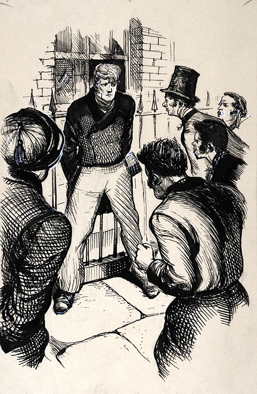 Come On Curly,Cut the Young Game Cock's Comb For Him