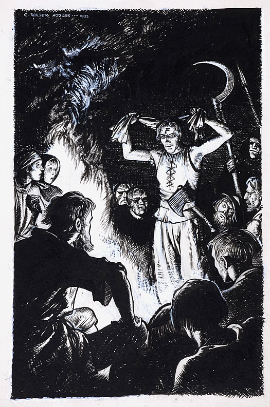 'The man... slowly unwound the bandage from his forehead.'